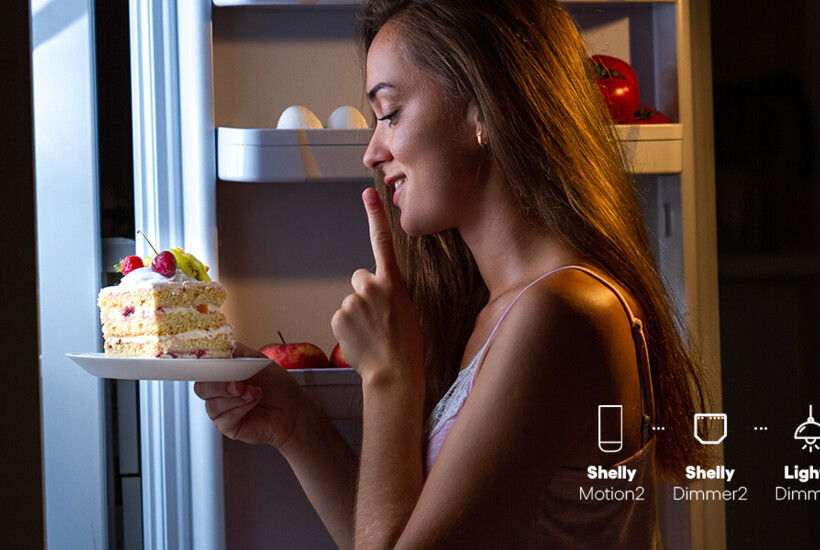 Smart scheduling for perfect lighting girl eating cake fridge